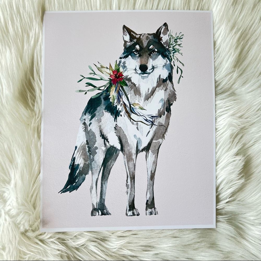 Wall Art Watercolor Wolf Portrait Illustration Print Poster Unframed - Picture 16 of 16